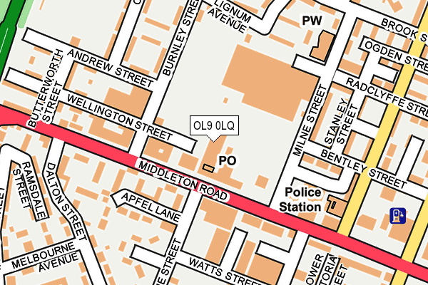 OL9 0LQ map - OS OpenMap – Local (Ordnance Survey) OL9 0LQ map - OS OpenMap – Local (Ordnance Survey)