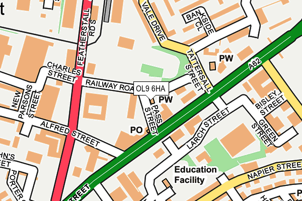 OL9 6HA map - OS OpenMap – Local (Ordnance Survey) OL9 6HA map - OS OpenMap – Local (Ordnance Survey)