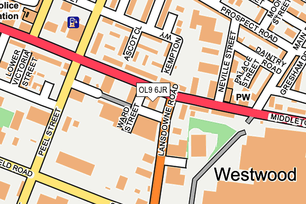 OL9 6JR map - OS OpenMap – Local (Ordnance Survey) OL9 6JR map - OS OpenMap – Local (Ordnance Survey)