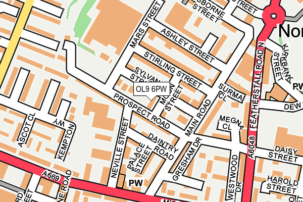 OL9 6PW map - OS OpenMap – Local (Ordnance Survey) OL9 6PW map - OS OpenMap – Local (Ordnance Survey)