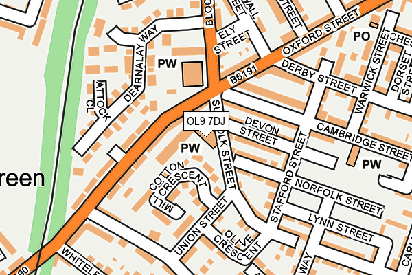 OL9 7DJ map - OS OpenMap – Local (Ordnance Survey) OL9 7DJ map - OS OpenMap – Local (Ordnance Survey)