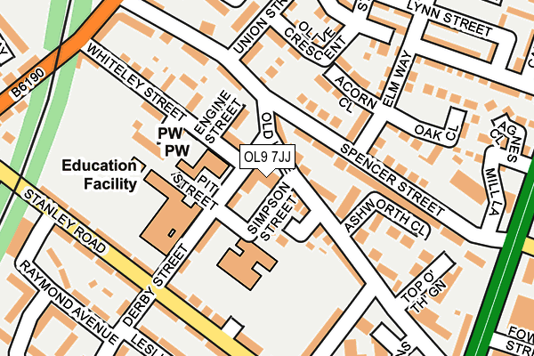 OL9 7JJ map - OS OpenMap – Local (Ordnance Survey) OL9 7JJ map - OS OpenMap – Local (Ordnance Survey)