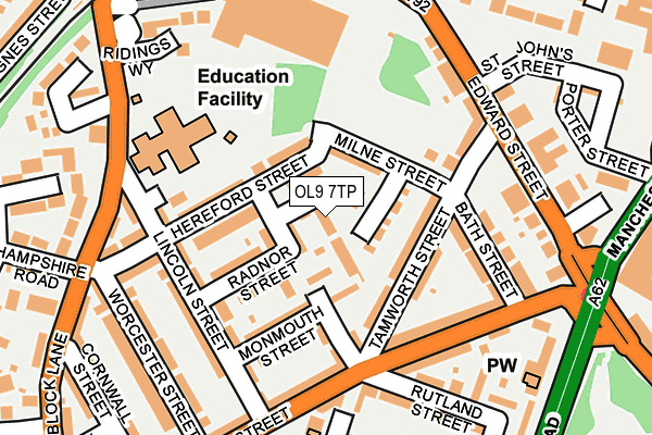 OL9 7TP map - OS OpenMap – Local (Ordnance Survey) OL9 7TP map - OS OpenMap – Local (Ordnance Survey)
