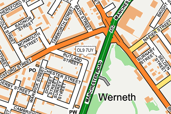 OL9 7UY map - OS OpenMap – Local (Ordnance Survey) OL9 7UY map - OS OpenMap – Local (Ordnance Survey)