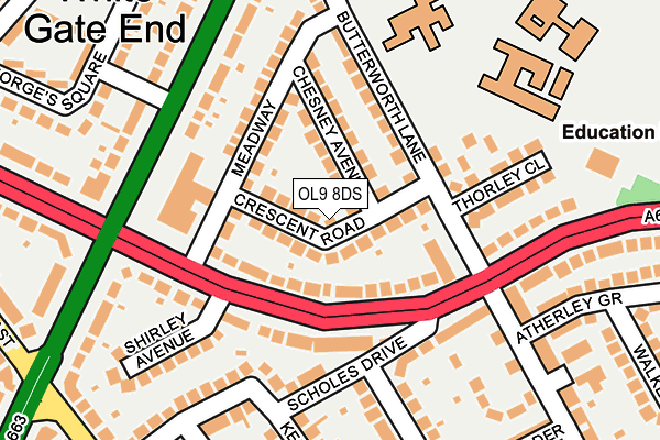 OL9 8DS map - OS OpenMap – Local (Ordnance Survey) OL9 8DS map - OS OpenMap – Local (Ordnance Survey)