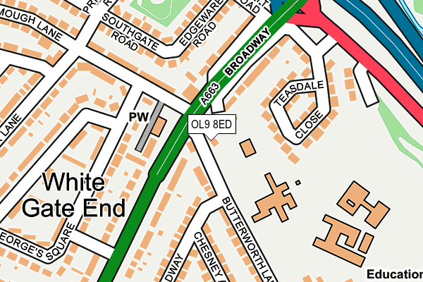 OL9 8ED map - OS OpenMap – Local (Ordnance Survey) OL9 8ED map - OS OpenMap – Local (Ordnance Survey)