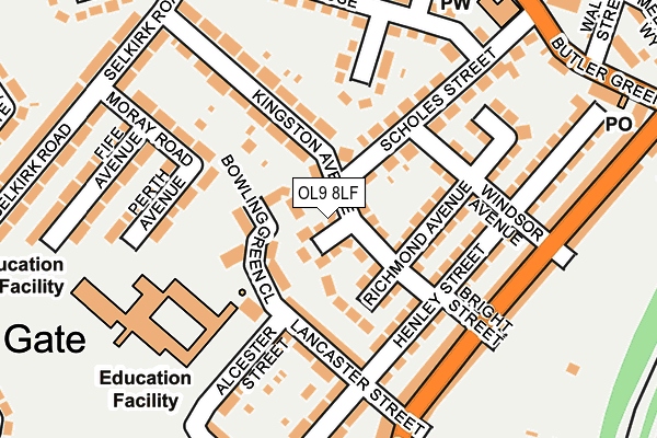 OL9 8LF map - OS OpenMap – Local (Ordnance Survey) OL9 8LF map - OS OpenMap – Local (Ordnance Survey)