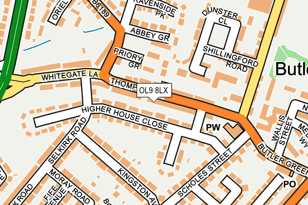 OL9 8LX map - OS OpenMap – Local (Ordnance Survey) OL9 8LX map - OS OpenMap – Local (Ordnance Survey)