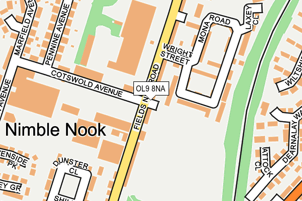 OL9 8NA map - OS OpenMap – Local (Ordnance Survey) OL9 8NA map - OS OpenMap – Local (Ordnance Survey)