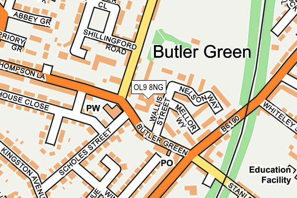 OL9 8NG map - OS OpenMap – Local (Ordnance Survey) OL9 8NG map - OS OpenMap – Local (Ordnance Survey)