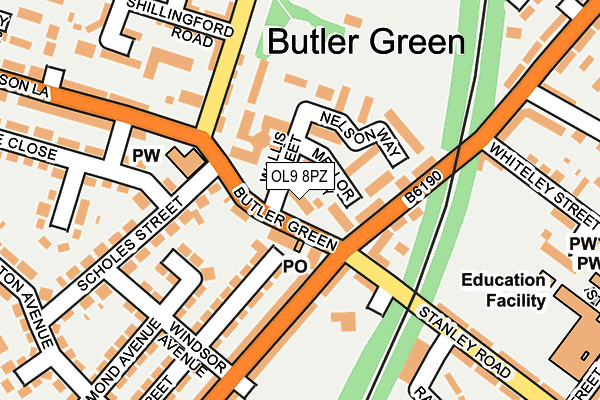 OL9 8PZ map - OS OpenMap – Local (Ordnance Survey) OL9 8PZ map - OS OpenMap – Local (Ordnance Survey)