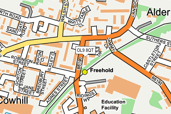 OL9 8QT map - OS OpenMap – Local (Ordnance Survey) OL9 8QT map - OS OpenMap – Local (Ordnance Survey)