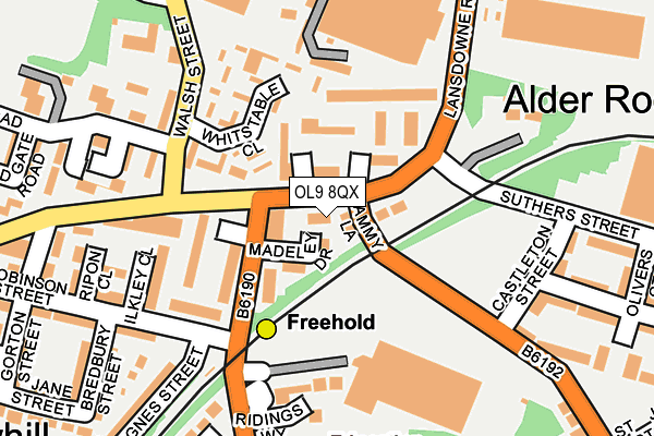 OL9 8QX map - OS OpenMap – Local (Ordnance Survey) OL9 8QX map - OS OpenMap – Local (Ordnance Survey)