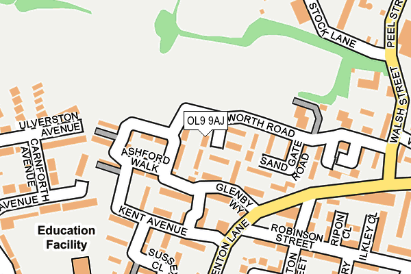 OL9 9AJ map - OS OpenMap – Local (Ordnance Survey) OL9 9AJ map - OS OpenMap – Local (Ordnance Survey)