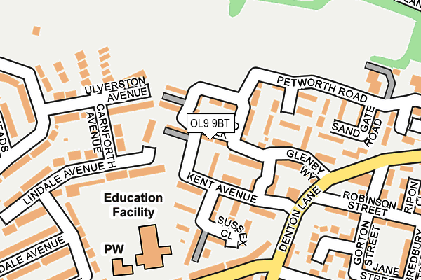 OL9 9BT map - OS OpenMap – Local (Ordnance Survey) OL9 9BT map - OS OpenMap – Local (Ordnance Survey)