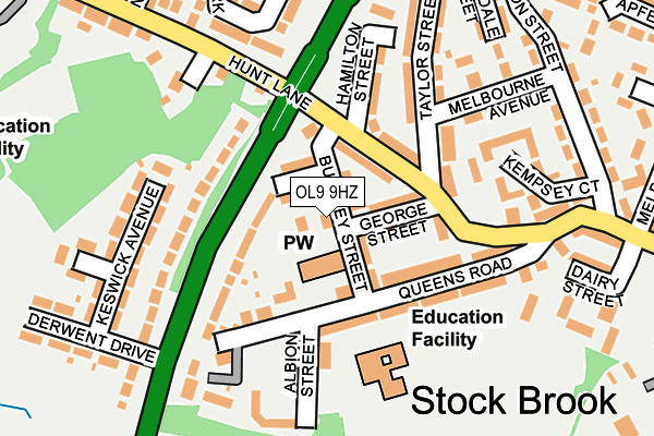 OL9 9HZ map - OS OpenMap – Local (Ordnance Survey)