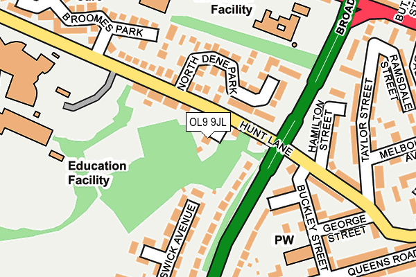 OL9 9JL map - OS OpenMap – Local (Ordnance Survey) OL9 9JL map - OS OpenMap – Local (Ordnance Survey)