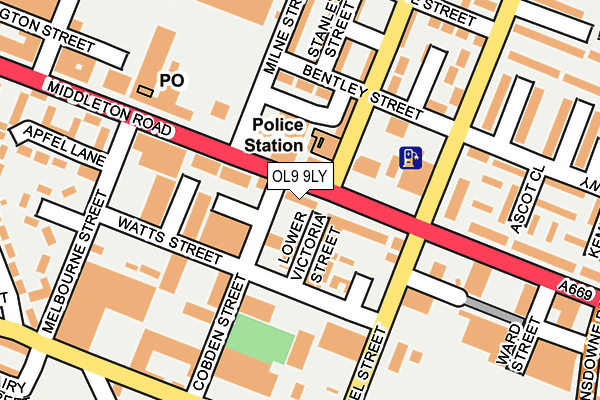 OL9 9LY map - OS OpenMap – Local (Ordnance Survey) OL9 9LY map - OS OpenMap – Local (Ordnance Survey)