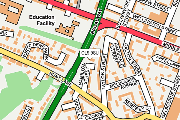 OL9 9SU map - OS OpenMap – Local (Ordnance Survey) OL9 9SU map - OS OpenMap – Local (Ordnance Survey)
