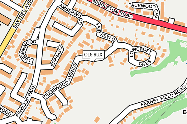 OL9 9UX map - OS OpenMap – Local (Ordnance Survey) OL9 9UX map - OS OpenMap – Local (Ordnance Survey)