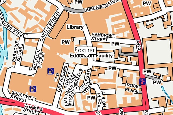 OX1 1PT map - OS OpenMap – Local (Ordnance Survey)