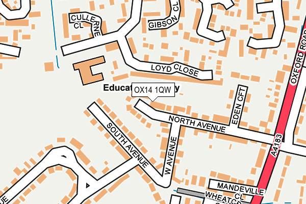 OX14 1QW map - OS OpenMap – Local (Ordnance Survey) OX14 1QW map - OS OpenMap – Local (Ordnance Survey)