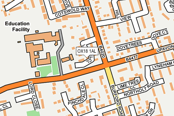 OX18 1AL map - OS OpenMap – Local (Ordnance Survey) OX18 1AL map - OS OpenMap – Local (Ordnance Survey)