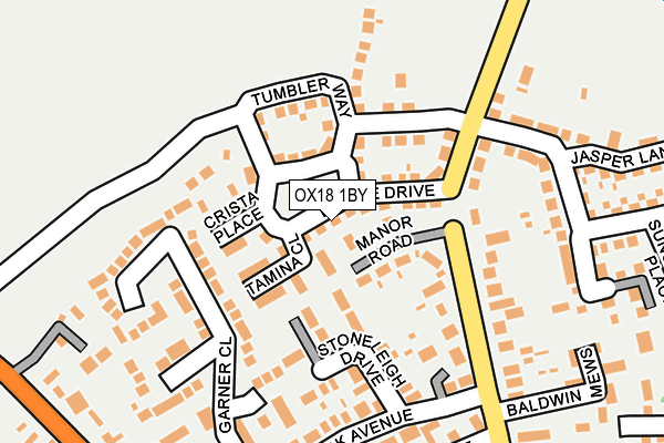 OX18 1BY map - OS OpenMap – Local (Ordnance Survey) OX18 1BY map - OS OpenMap – Local (Ordnance Survey)