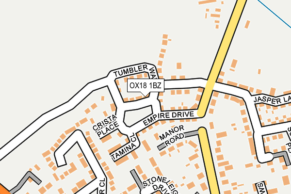 OX18 1BZ map - OS OpenMap – Local (Ordnance Survey) OX18 1BZ map - OS OpenMap – Local (Ordnance Survey)