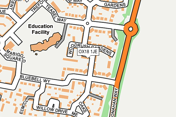 OX18 1JE map - OS OpenMap – Local (Ordnance Survey)