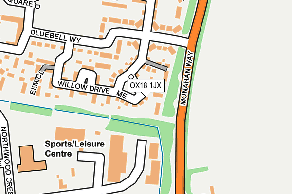 OX18 1JX map - OS OpenMap – Local (Ordnance Survey)