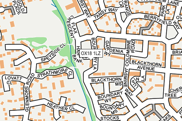 OX18 1LZ map - OS OpenMap – Local (Ordnance Survey) OX18 1LZ map - OS OpenMap – Local (Ordnance Survey)