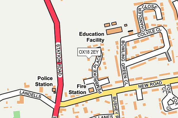 OX18 2EY map - OS OpenMap – Local (Ordnance Survey) OX18 2EY map - OS OpenMap – Local (Ordnance Survey)