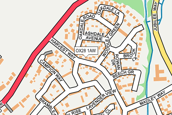 OX28 1AW map - OS OpenMap – Local (Ordnance Survey) OX28 1AW map - OS OpenMap – Local (Ordnance Survey)