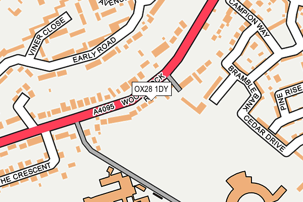 OX28 1DY map - OS OpenMap – Local (Ordnance Survey) OX28 1DY map - OS OpenMap – Local (Ordnance Survey)