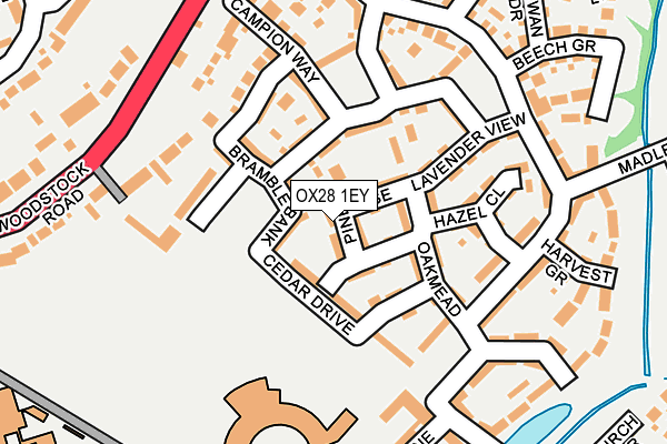 OX28 1EY map - OS OpenMap – Local (Ordnance Survey) OX28 1EY map - OS OpenMap – Local (Ordnance Survey)