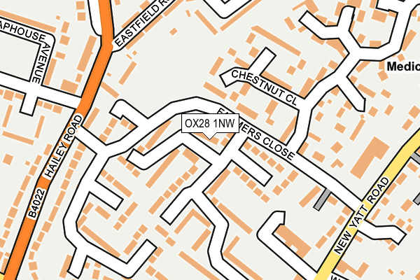 OX28 1NW map - OS OpenMap – Local (Ordnance Survey) OX28 1NW map - OS OpenMap – Local (Ordnance Survey)