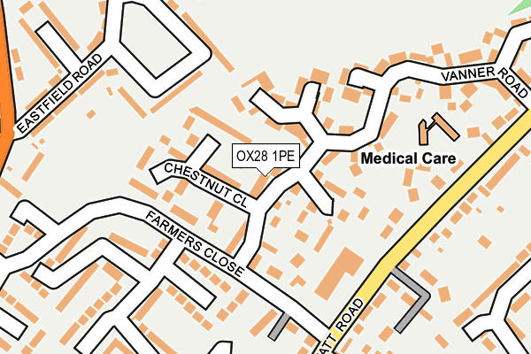 OX28 1PE map - OS OpenMap – Local (Ordnance Survey) OX28 1PE map - OS OpenMap – Local (Ordnance Survey)