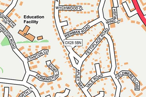 OX28 5BN map - OS OpenMap – Local (Ordnance Survey) OX28 5BN map - OS OpenMap – Local (Ordnance Survey)