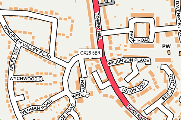 OX28 5BR map - OS OpenMap – Local (Ordnance Survey) OX28 5BR map - OS OpenMap – Local (Ordnance Survey)