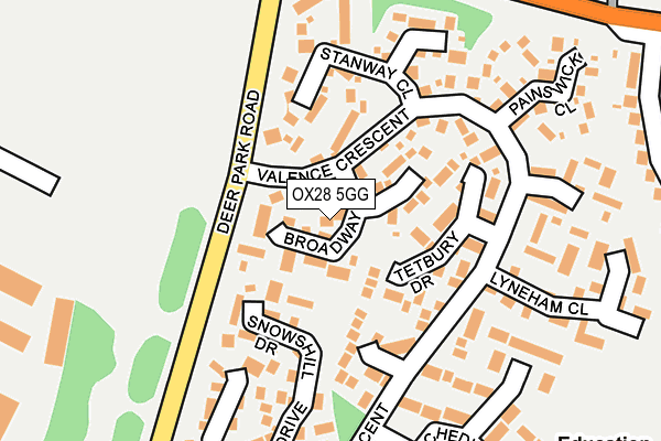 OX28 5GG map - OS OpenMap – Local (Ordnance Survey) OX28 5GG map - OS OpenMap – Local (Ordnance Survey)