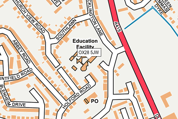 OX28 5JW map - OS OpenMap – Local (Ordnance Survey) OX28 5JW map - OS OpenMap – Local (Ordnance Survey)
