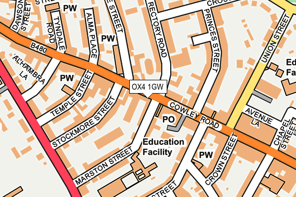 OX4 1GW map - OS OpenMap – Local (Ordnance Survey) OX4 1GW map - OS OpenMap – Local (Ordnance Survey)