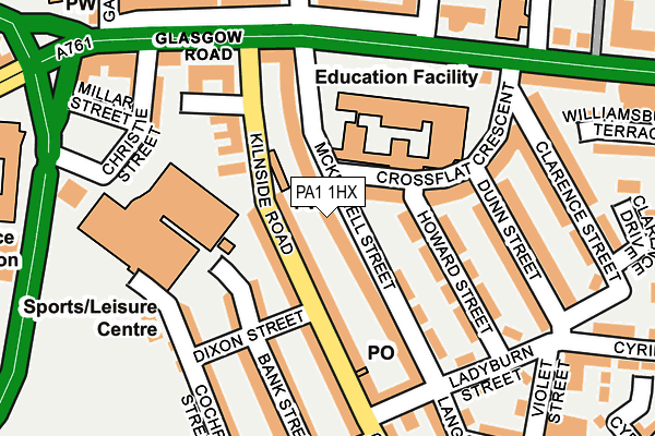 PA1 1HX map - OS OpenMap – Local (Ordnance Survey) PA1 1HX map - OS OpenMap – Local (Ordnance Survey)