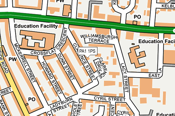 PA1 1PS map - OS OpenMap – Local (Ordnance Survey) PA1 1PS map - OS OpenMap – Local (Ordnance Survey)