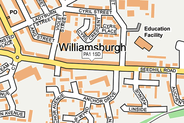 PA1 1SD map - OS OpenMap – Local (Ordnance Survey) PA1 1SD map - OS OpenMap – Local (Ordnance Survey)