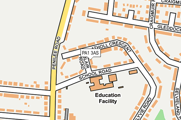 PA1 3AS map - OS OpenMap – Local (Ordnance Survey) PA1 3AS map - OS OpenMap – Local (Ordnance Survey)