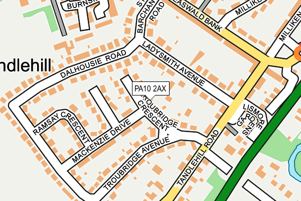 PA10 2AX map - OS OpenMap – Local (Ordnance Survey) PA10 2AX map - OS OpenMap – Local (Ordnance Survey)