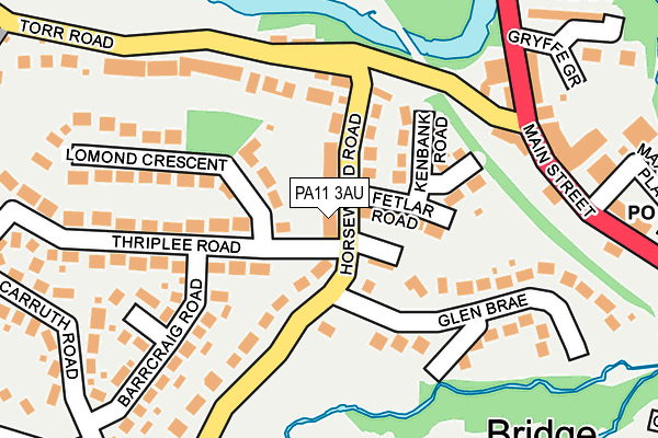PA11 3AU map - OS OpenMap – Local (Ordnance Survey) PA11 3AU map - OS OpenMap – Local (Ordnance Survey)
