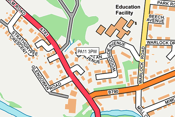 PA11 3PW map - OS OpenMap – Local (Ordnance Survey)